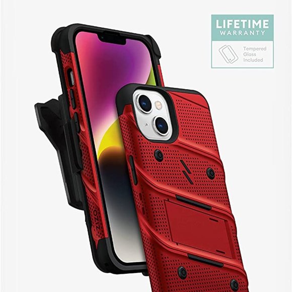ZIZO Bolt Bundle for iPhone 14 6.1" Case with Tempered Glass & Holster - RED - Picture 1 of 2